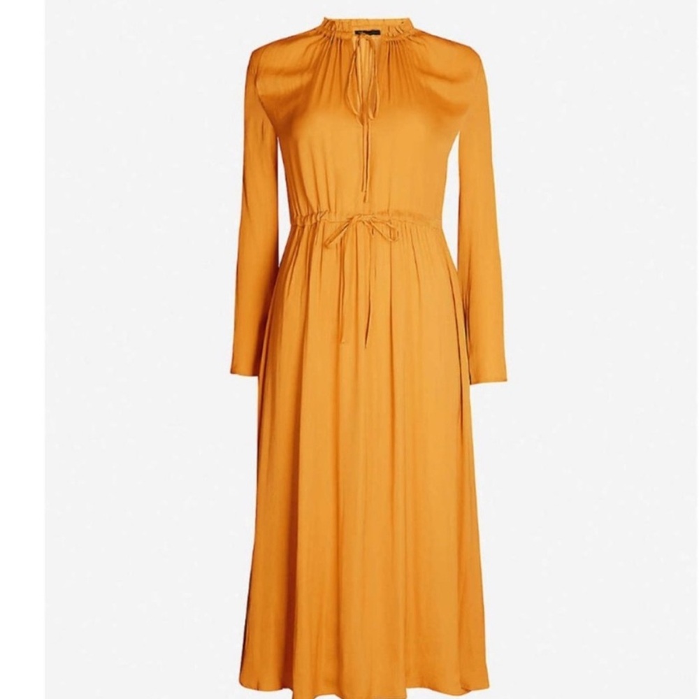 Maje Vibrant Orange Long Sleeve Dress
